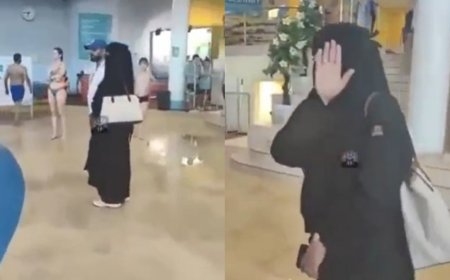 Su parkında çarşaf tartışması! Müslüman kadına "Çocuklarımı korkutuyorsun" diyerek tepki gösterdi