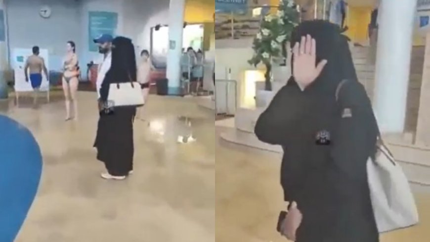 Su parkında çarşaf tartışması! Müslüman kadına "Çocuklarımı korkutuyorsun" diyerek tepki gösterdi